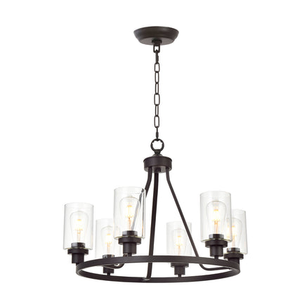MELUCEE 6-Light Glass Chandelier Farmhouse Lighting, Kitchen Island Lighting Dining Room Light Fixtures Hanging