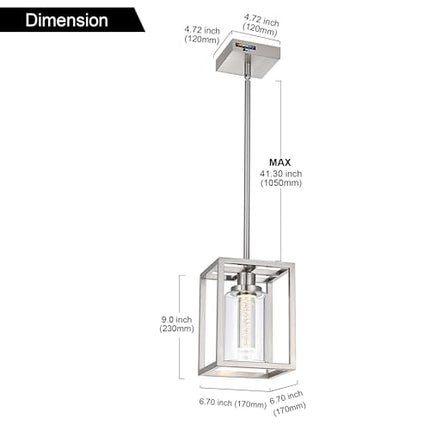 MELUCEE LED Pendant Lights Modern Pendant Lighting Brushed Nickel with Crystal Bubble Glass, 5 CCT Dimmable Hanging Ceiling Lamps for Kitchen Island Dining Room, Built-in LED Chips, Adjustable Height
