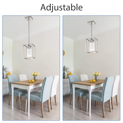 MELUCEE LED Pendant Lights Modern Pendant Lighting Brushed Nickel with Crystal Bubble Glass, 5 CCT Dimmable Hanging Ceiling Lamps for Kitchen Island Dining Room, Built-in LED Chips, Adjustable Height
