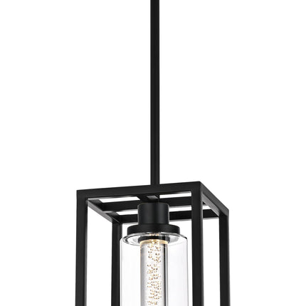 MELUCEE Black Pendant Lights Kitchen Island 1-Light, 5 Color Dimmable Led Pendant Light Ceiling Hanging Over Sink with Crystal Bubble Glass, Modern Integrated LED Hanging Light Dining Room Lighting