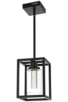 MELUCEE Black Pendant Lights Kitchen Island 1-Light, 5 Color Dimmable Led Pendant Light Ceiling Hanging Over Sink with Crystal Bubble Glass, Modern Integrated LED Hanging Light Dining Room Lighting