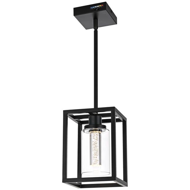 MELUCEE Black Pendant Lights Kitchen Island 1-Light, 5 Color Dimmable Led Pendant Light Ceiling Hanging Over Sink with Crystal Bubble Glass, Modern Integrated LED Hanging Light Dining Room Lighting