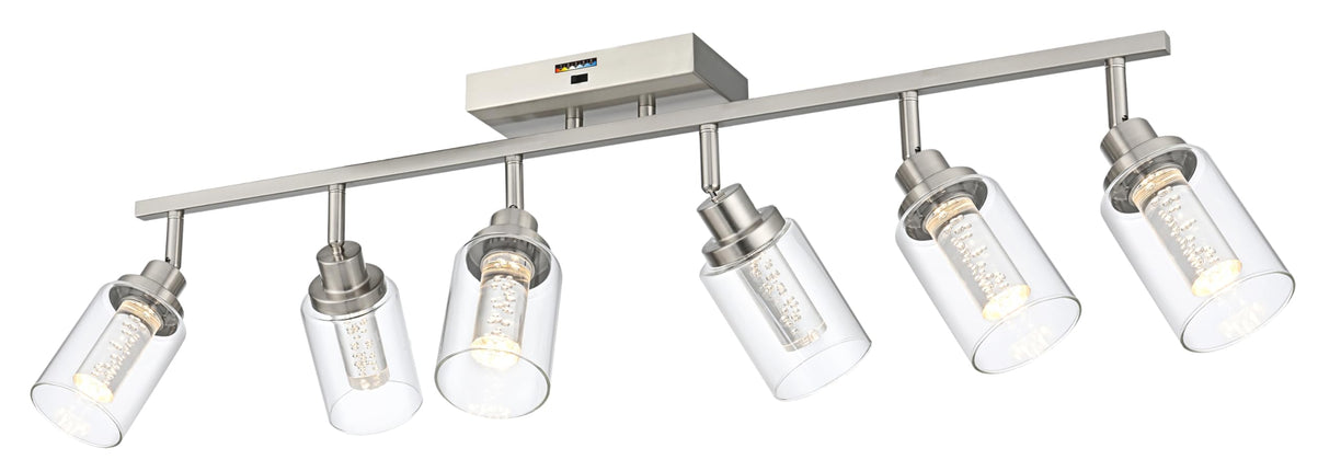 MELUCEE 5-Color Temperature 6 Light LED Track Lighting Kit, LED Track Lighting Fixtures Brushed Nickel Ceiling Spotlighting Vanity Lights with Flexibly Rotatable Light Head, Built-in LED Chips