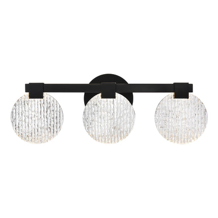 MELUCEE 3-Light LED Bathroom Vanity Light Black 22 Inches Acrylic Bathroom Lighting Fixtures Dimmable 18W Warm Light 3000K