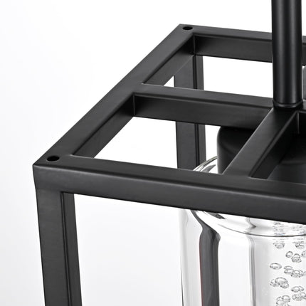 MELUCEE Black Pendant Lights Kitchen Island 1-Light, 5 Color Dimmable Led Pendant Light Ceiling Hanging Over Sink with Crystal Bubble Glass, Modern Integrated LED Hanging Light Dining Room Lighting