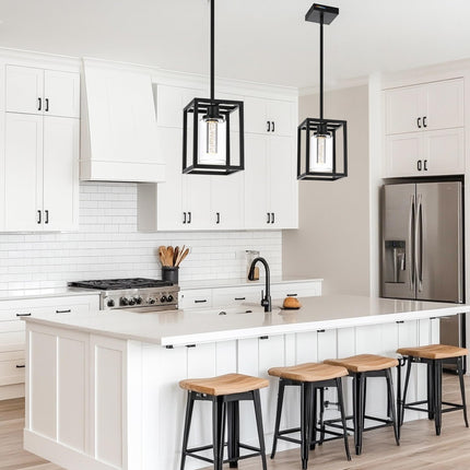 MELUCEE Black Pendant Lights Kitchen Island 1-Light, 5 Color Dimmable Led Pendant Light Ceiling Hanging Over Sink with Crystal Bubble Glass, Modern Integrated LED Hanging Light Dining Room Lighting