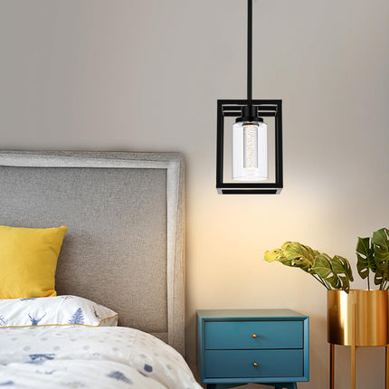 MELUCEE Black Pendant Lights Kitchen Island 1-Light, 5 Color Dimmable Led Pendant Light Ceiling Hanging Over Sink with Crystal Bubble Glass, Modern Integrated LED Hanging Light Dining Room Lighting