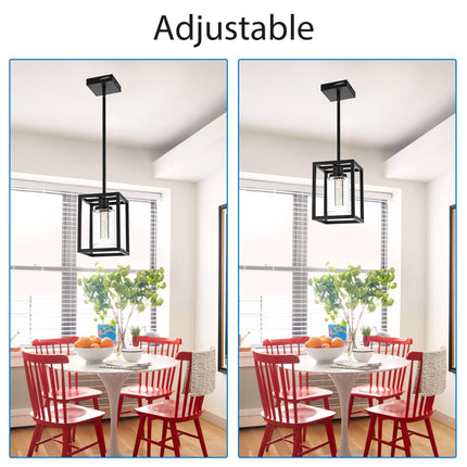 MELUCEE Black Pendant Lights Kitchen Island 1-Light, 5 Color Dimmable Led Pendant Light Ceiling Hanging Over Sink with Crystal Bubble Glass, Modern Integrated LED Hanging Light Dining Room Lighting