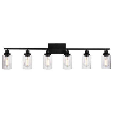 MELUCEE Black Vanity Light Fixture 6-Light Industrial Metal Wall Sconce