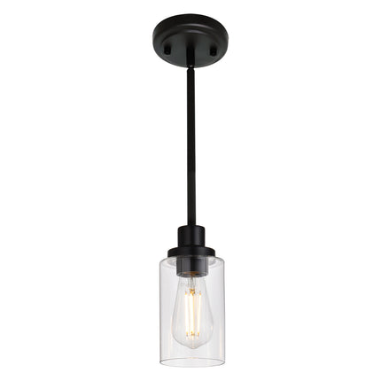 MELUCEE Black Pendant Light 1-Light Modern Dining Room Lighting Fixtures Hanging Mini Chandelier Lighting for Kitchen Island