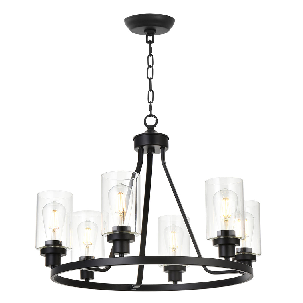 MELUCEE 6-Light Chandeliers for Dining Room, Farmhouse Lighting Black Light Fixtures Ceiling Hanging