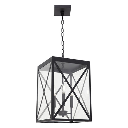 MELUCEE 3-Light Outdoor Chandelier Lighting Black Lantern Pendant Light