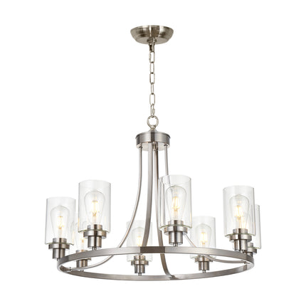 MELUCEE Modern Chandelier Brushed Nickel Finish 8 Lights, Dining Room Lighting Fixtures Hanging