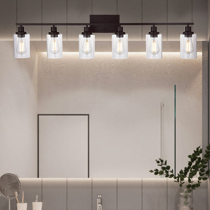 MELUCEE 6-Light Bathroom Vanity Light Fixture Vintage Industrial Oil Rubbed Bronze