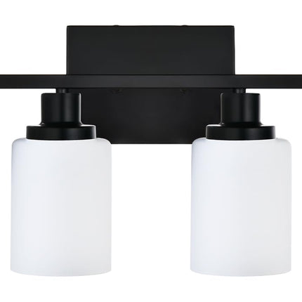 MELUCEE Bathroom Vanity Light Matte Black with Milky White Glass Shade, Modern 4-Light Bathroom Wall Lights Over Mirror Wall Mount Lamp for Dressing Room Living Room Hallway