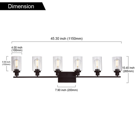 MELUCEE 6-Light Bathroom Vanity Light Fixture Vintage Industrial Oil Rubbed Bronze