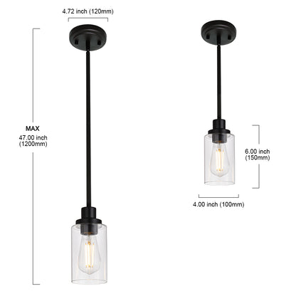 MELUCEE Black Pendant Light 1-Light Modern Dining Room Lighting Fixtures Hanging Mini Chandelier Lighting for Kitchen Island