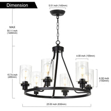 Load image into Gallery viewer, MELUCEE 6-Light Chandeliers for Dining Room, Farmhouse Lighting Black Light Fixtures Ceiling Hanging
