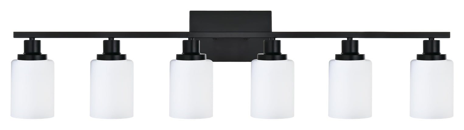 MELUCEE Matte Black Vanity Lights for Bathroom, 6 Lights Bathroom Light Fixtures Over The Mirror Light with Milky White Glass Shade Wall Mount Lamp for Dressing Room Living Room Hallway