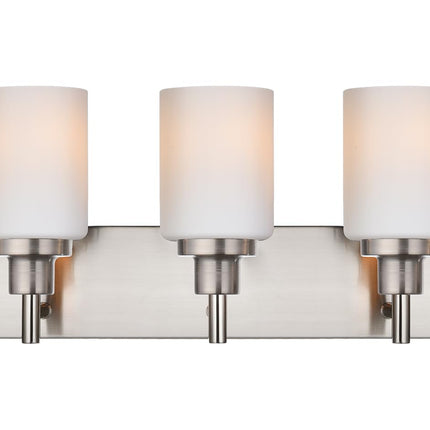 MELUCEE Modern Bathroom Light Fixtures with Milky White Glass Shade 5 Light Brushed Nickel Vanity Lighting Fixtures Over Sink Light Bathroom Wall Lights for Dressing Room Laundry Room Kitchen