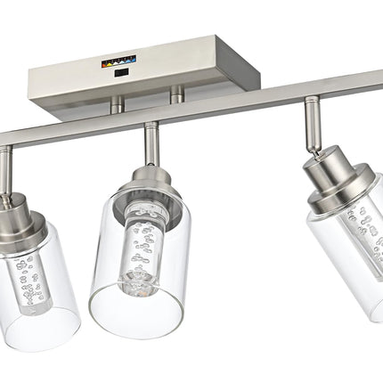 MELUCEE LED 5 Light Track Lighting Kit, Brushed Nickel Ceiling Spotlights Vanity Lights Modern Track Light Fixture with Flexibly Rotatable Heads, Built-in LED Chips, 5-Color Temperature Adjustable