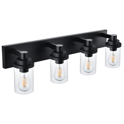 MELUCEE 4 Lights Bathroom Light Fixtures Over Mirror with Clear Glass Shade for Bedroom Kitchen Hallway, E26 Base