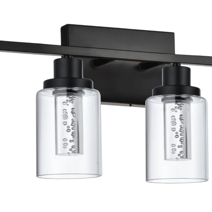 MELUCEE LED Vanity Lights for Bathroom, 6-Light Dimmable LED Bathroom Light Fixtures Black with Crystal Bubble Clear Glass Shade 3000K-6000K LED Wall Light Fixture for Bathroom, Built-in LED Chips