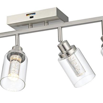MELUCEE 5-Color Temperature 6 Light LED Track Lighting Kit, LED Track Lighting Fixtures Brushed Nickel Ceiling Spotlighting Vanity Lights with Flexibly Rotatable Light Head, Built-in LED Chips