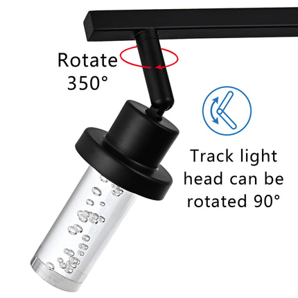 MELUCEE LED Track Lighting Fixtures Ceiling 4-Light Black Semi Flush Mount Ceiling Light Bathroom Wall Light with Flexibly Rotatable Light Heads, Built-in LED Chips, 5-Color Temperature Adjustable