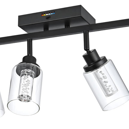 MELUCEE LED Track Light Semi Flush Mount Ceiling Spotlight 6 Lights Bathroom Light Fixtures Over Mirror with Flexibly Rotatable Light Heads, Built-in LED Chips, 5-Color Temperature Adjustable