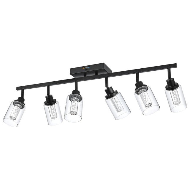 MELUCEE LED Track Light Semi Flush Mount Ceiling Spotlight 6 Lights Bathroom Light Fixtures Over Mirror with Flexibly Rotatable Light Heads, Built-in LED Chips, 5-Color Temperature Adjustable
