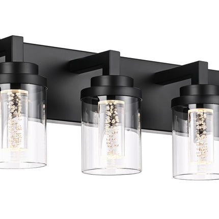 MELUCEE 6-Light Dimmable LED Bathroom Light Fixtures in Black Finish, Modern Bubble Crystal Vanity Lights for Bathroom 5CCT LED Wall Light Fixture with Clear Glass Shade, Built-in Led Chips