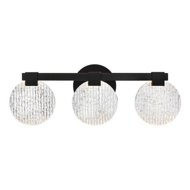 MELUCEE 3-Light LED Bathroom Vanity Light Black 22 Inches Acrylic Bathroom Lighting Fixtures Dimmable 18W Warm Light 3000K