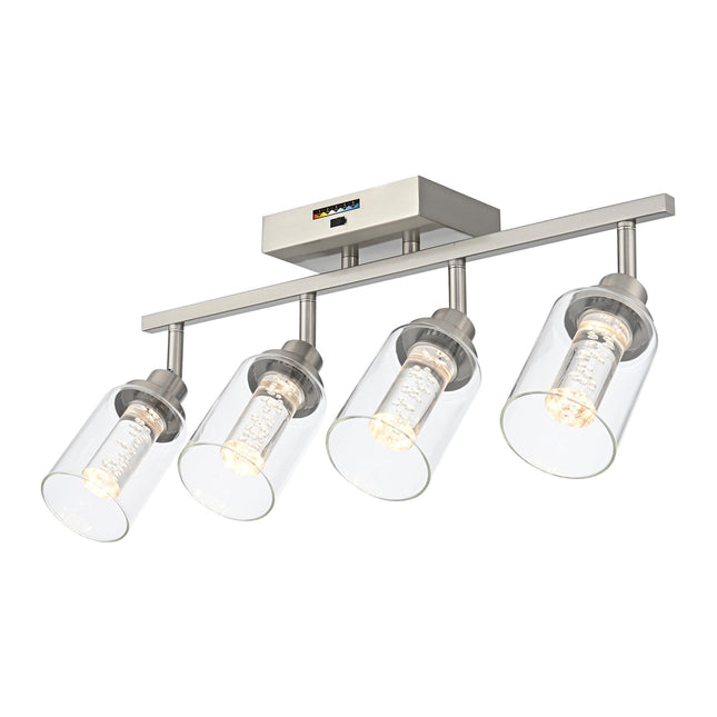 MELUCEE 5-Color 4 Light Brushed Nickel LED Track Lighting Fixtures Ceiling for Kitchen, Dimmable Track Lighting Kit, Adjustable Directional Spot Lights Indoor Wall Lamp, Built-in LED Chips