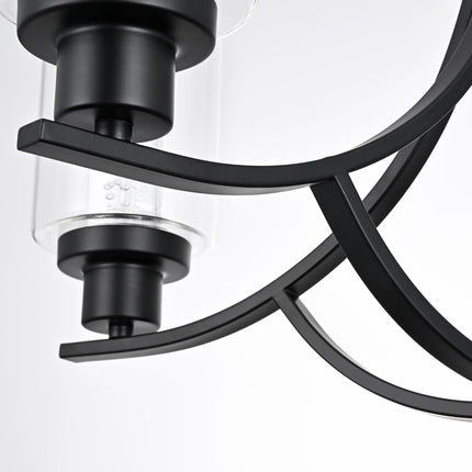 MELUCEE 5 Lights LED Modern Chandeliers for Dining Room Traditional Kitchen Chandelier Bubble Crystal Black Led Pendant Light with Clear Glass Shade, Built-in LED Chips, 5CCT Adjustable