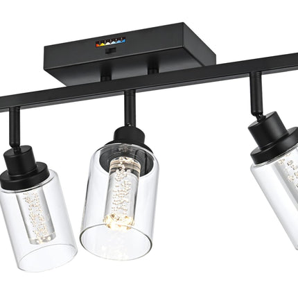 MELUCEE LED Ceiling Spotlight Kitchen Track Lighting Kits 5-Light Bathroom Vanity Light Black Wall Mounted Lamp with Flexibly Rotatable Light Heads, Built-in LED Chips, 5-Color Temperature Adjustable