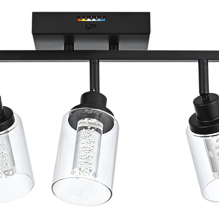 MELUCEE 3 Lights LED Track Lighting Kit Ceiling Bathroom Vanity Light Fixtures Wall Mounted Lamp Black Finished with Flexibly Rotatable Light Heads, Built-in LED Chips, 5-Color Temperature Adjustable