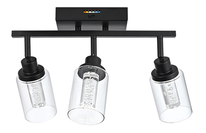 MELUCEE 3 Lights LED Track Lighting Kit Ceiling Bathroom Vanity Light Fixtures Wall Mounted Lamp Black Finished with Flexibly Rotatable Light Heads, Built-in LED Chips, 5-Color Temperature Adjustable