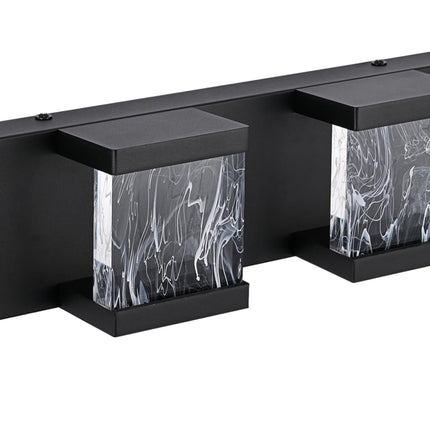 MELUCEE 4 Lights LED Bathroom Vanity Light with Unique Smoke Acrylic Panel Modern Vanity Lighting Black Bathroom Light Fixtures Wall Sconce for Bath Powder Room Entryway, 20W 3000K Warm Lighting