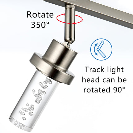 MELUCEE 5-Color Temperature 6 Light LED Track Lighting Kit, LED Track Lighting Fixtures Brushed Nickel Ceiling Spotlighting Vanity Lights with Flexibly Rotatable Light Head, Built-in LED Chips