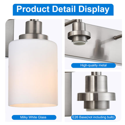 MELUCEE Modern Bathroom Light Fixtures with Milky White Glass Shade 5 Light Brushed Nickel Vanity Lighting Fixtures Over Sink Light Bathroom Wall Lights for Dressing Room Laundry Room Kitchen