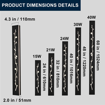 MELUCEE 60 inch Long Strip Modern LED Outdoor Wall Light Fixture 5.1in Wide Outdoor Garage Lights, 2 Pack Black Wall Mount Lighting Fixture Exterior Wall Sconce 3000K for House Garage Patio