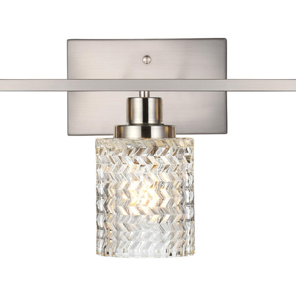 MELUCEE 3 Lights Bathroom Light Fixtures Brushed Nickel Modern Vanity Lights Indoor Wall Mounted Light with Hammered Glass Shade Suitable for Bathroom Living Room Hallway
