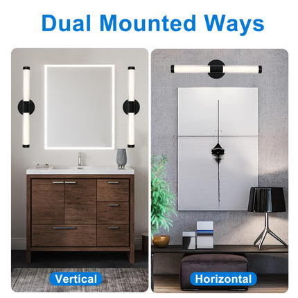 MELUCEE 22.4IN Modern LED Bathroom Vanity Light Bar, 12W 1000LM Dimmable 3CCT LED Bathroom Light Fixtures Over Mirror All-Around Lighting Black