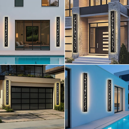 MELUCEE 2 Pack 48in Long Outdoor Porch Lights 3000K Dimmable LED Exterior Wall Mount Lighting Linear Exterior Wall Sconce for Patio Garage Balcony, 5.1in Wide, Suitable for US Standard Junction Box