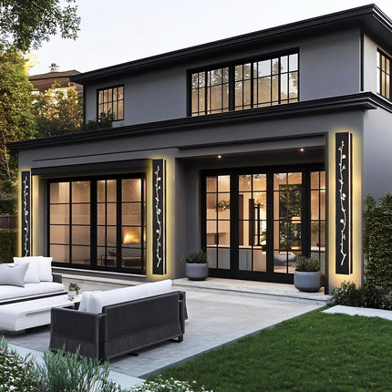 MELUCEE 2 Pack 48in Long Outdoor Porch Lights 3000K Dimmable LED Exterior Wall Mount Lighting Linear Exterior Wall Sconce for Patio Garage Balcony, 5.1in Wide, Suitable for US Standard Junction Box