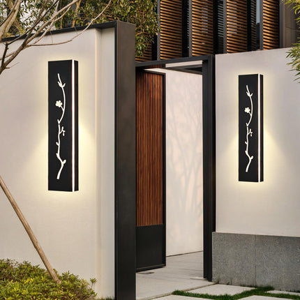 MELUCEE 2 Pack 24in LED Outdoor Wall Lights Black Outside Garage Lights Porch Light, Modern 3000K Warm Lighting Exterior Wall Sconce Indoor Wall Mount Light Bathroom Lighting, Waterproof IP65