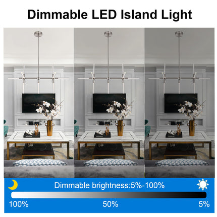 MELUCEE 32.8" LED Chandeliers for Dinning Room 26W 3000K Warm Lighting 11-Light Bubble Crystal Dimmable LED Linear Pendant Light Brushed Nickel Island Lights for Kitchen Island Dining Table Bar