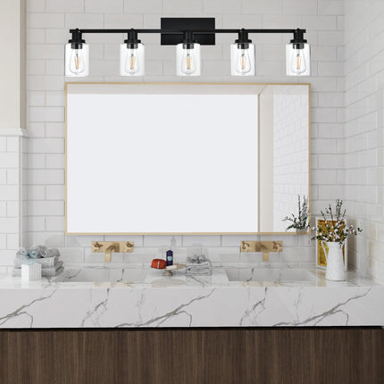 MELUCEE 5 Light Vanity Lights for Bathroom with Rotatable Light Head Black