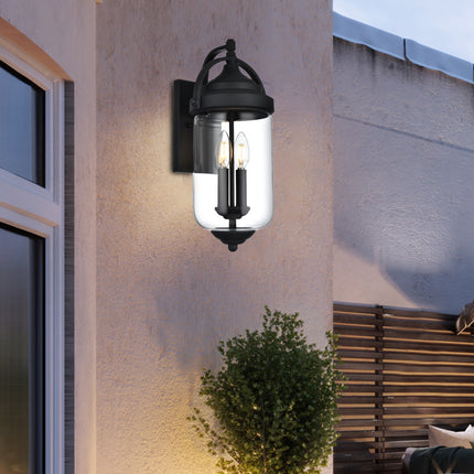MELUCEE 2-Light Exterior Light Fixtures Wall Mount Black Waterproof Porch Light